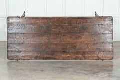 19th Century Iron & Pine Trestle Table