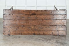 19th Century Iron & Pine Trestle Table
