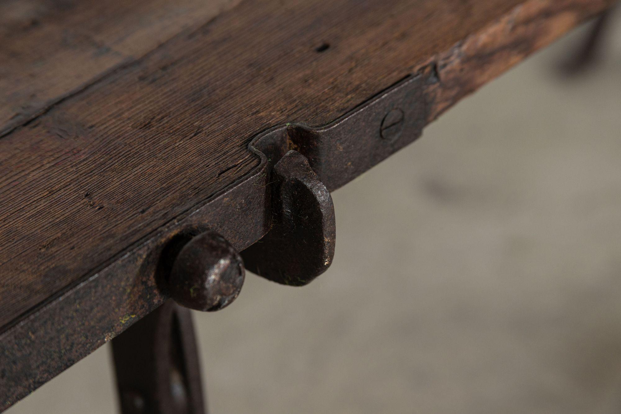 19. Jahrhundert Eisen & Kiefer Gestell Tisch im Zustand „Gut“ im Angebot in Staffordshire, GB