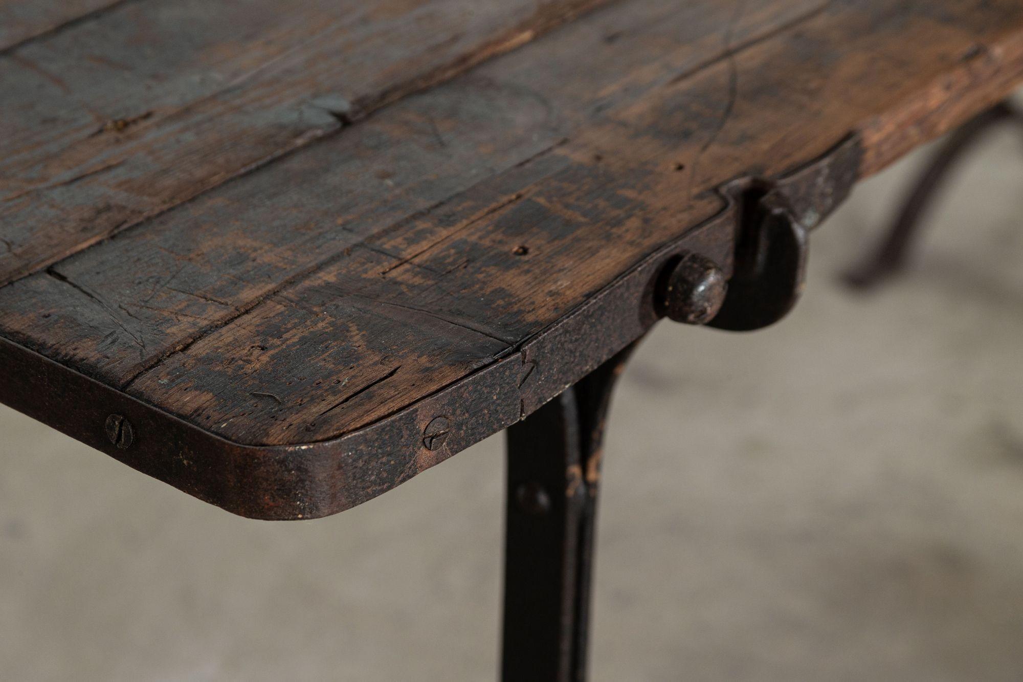 19th Century Iron & Pine Trestle Table In Good Condition For Sale In Staffordshire, GB
