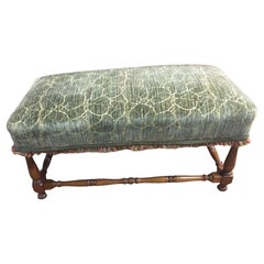 19thc Italian Baroque Style Upholstered Long Bench
