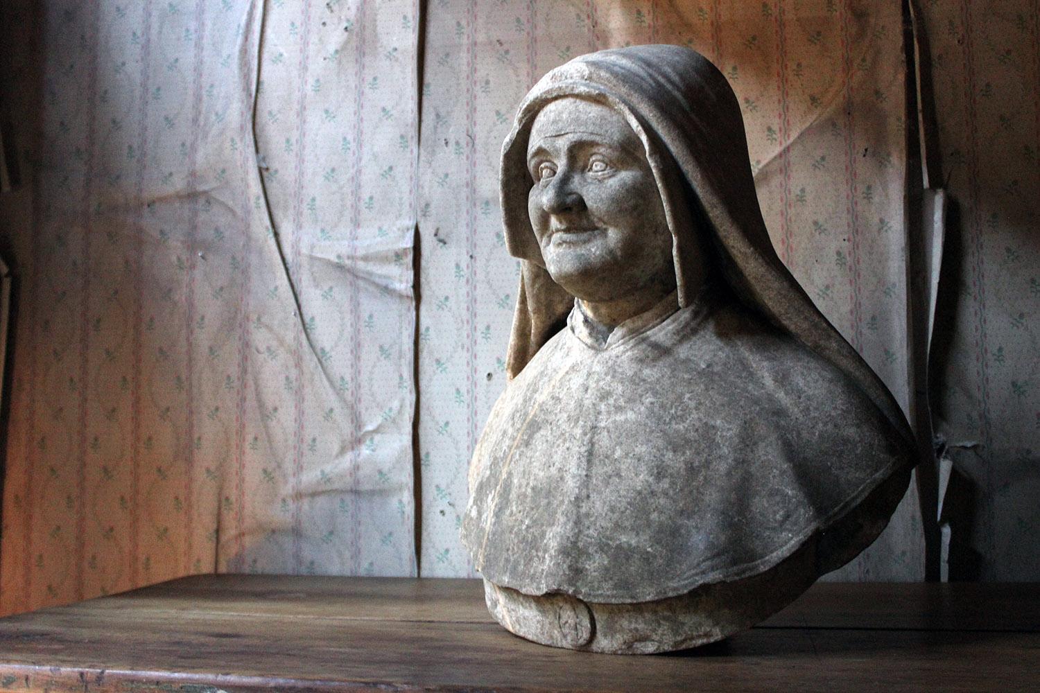 19th Century Italian Carved Marble Bust of a Nun 10