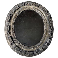 19thC Italian Carved Wood & Gesso Oval Wall Mirror, c.1880-1900