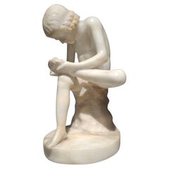 Escultura de mármol "Spinario", el extractor de espinas, Gran Tour italiano del siglo XIX