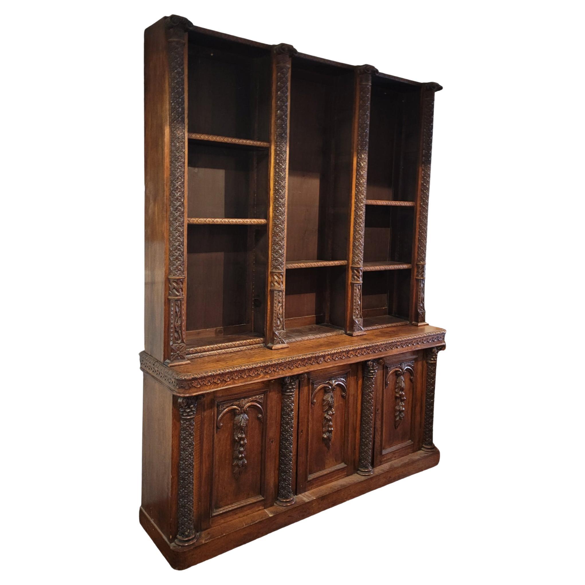 19thc Italian Hand Carved Bookcase Commode For Sale