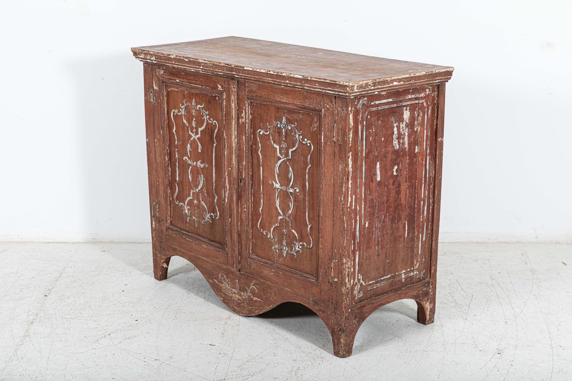 Circa 1850

19thC Italian Hand Painted Buffet, excellent decorative worn patination and form

sku 902

W119 x D54 x H97 cm