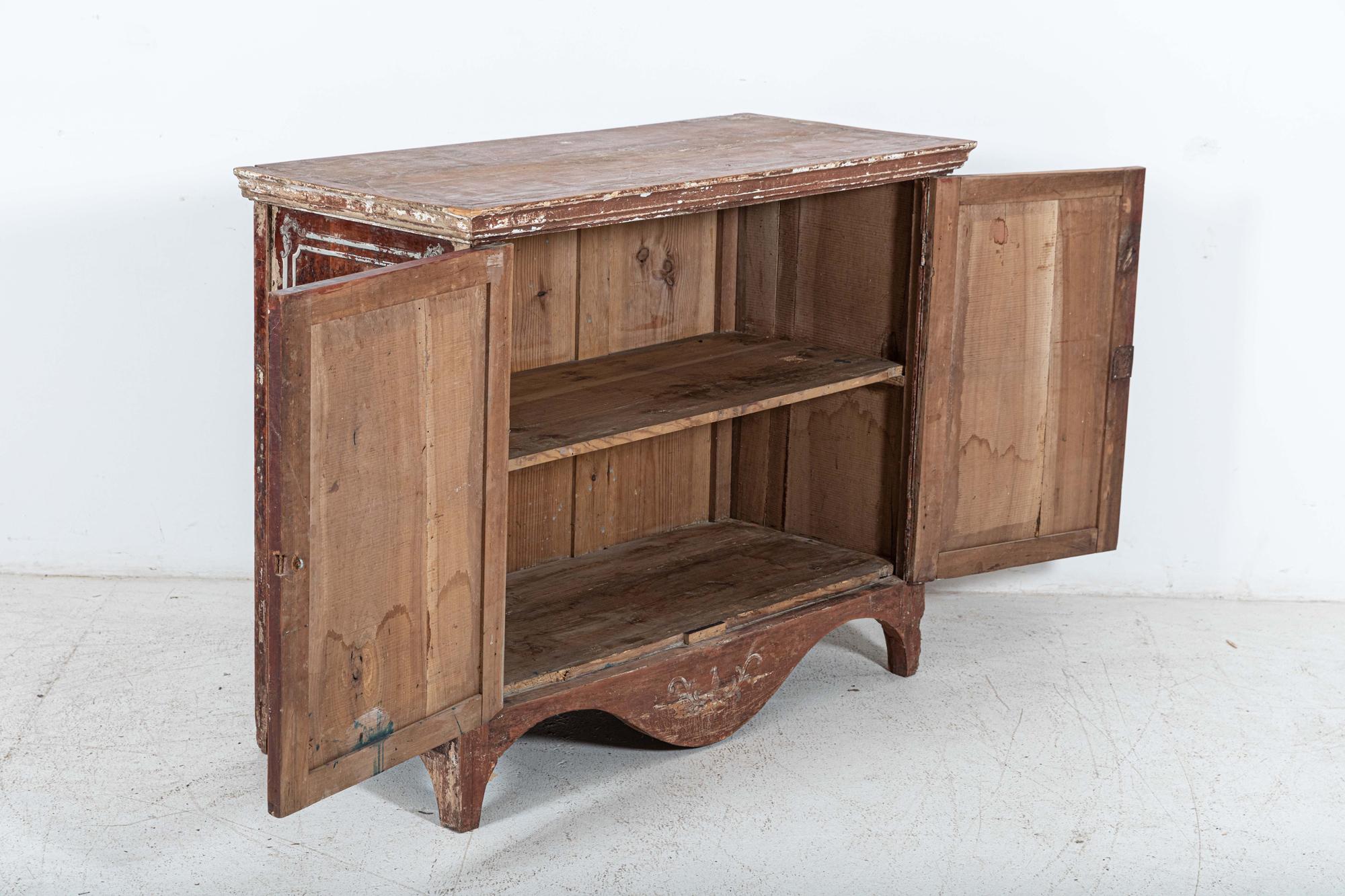 Pine 19thC Italian Hand Painted Buffet For Sale
