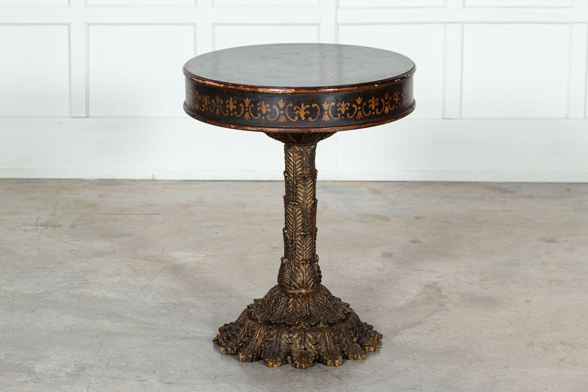 19thC Italian Painted & Gilt Carved Occasional Table For Sale 5