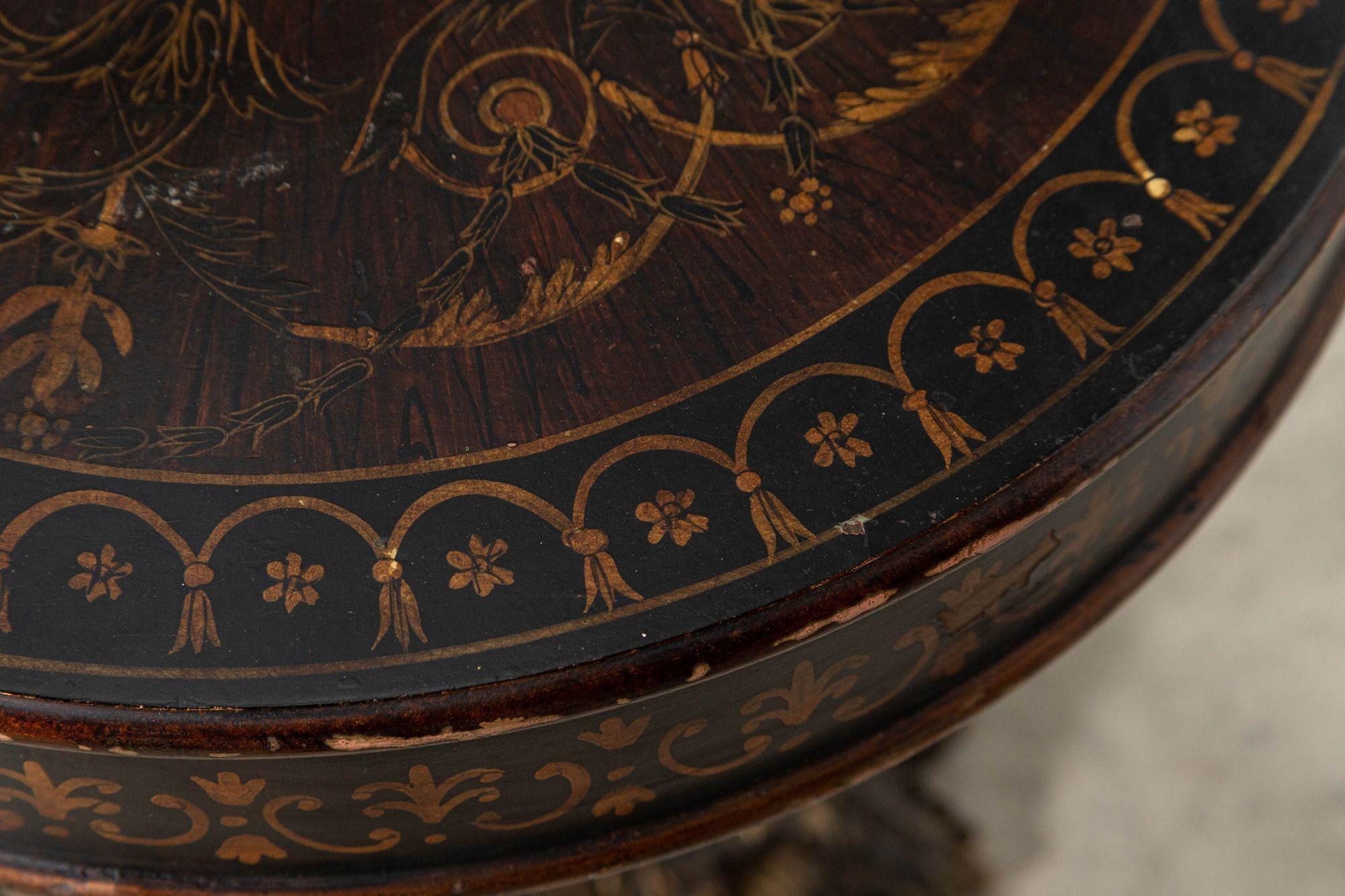 19thC Italian Painted & Gilt Carved Occasional Table For Sale 7