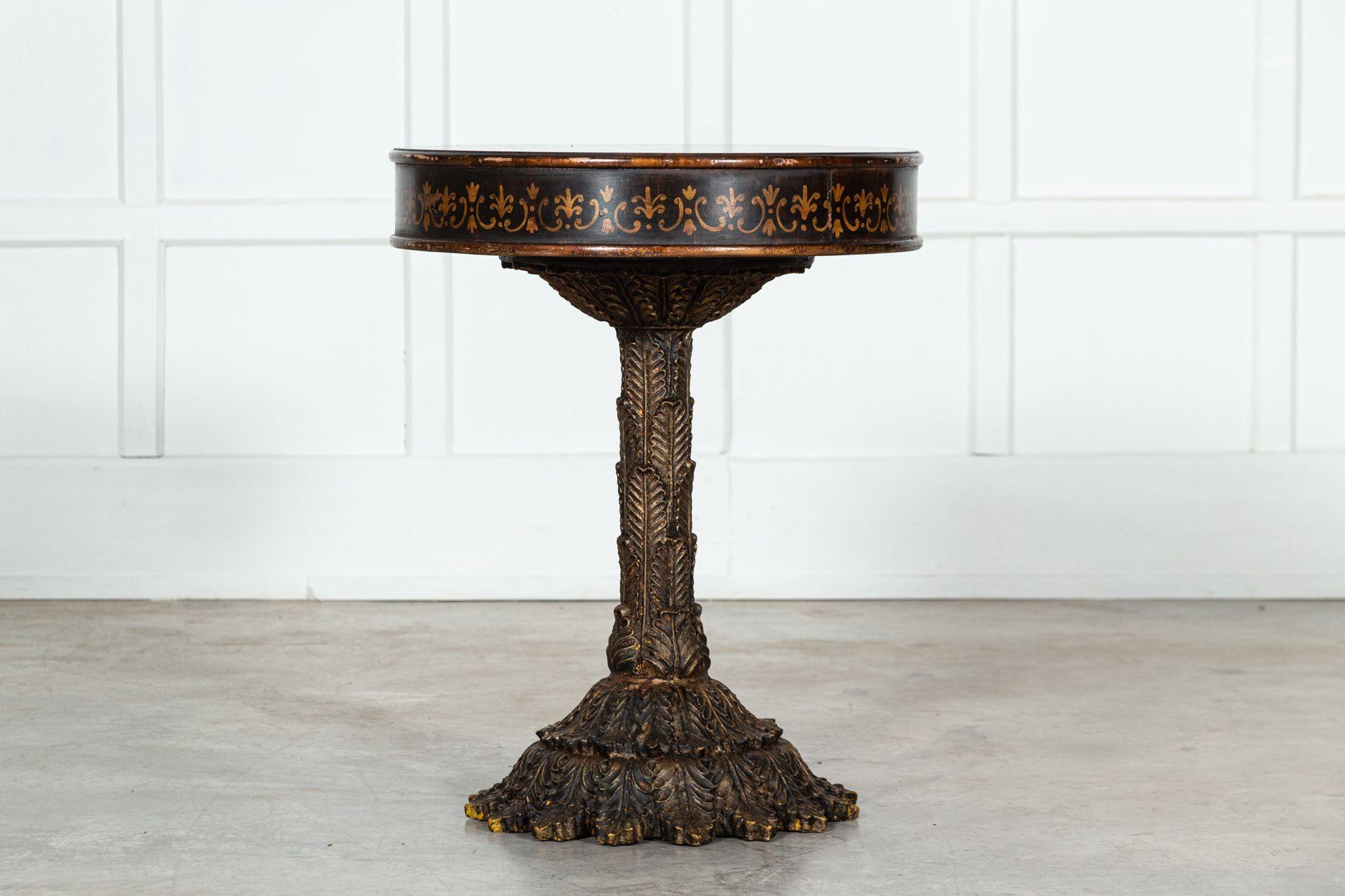 19thC Italian Painted & Gilt Carved Occasional Table For Sale 1