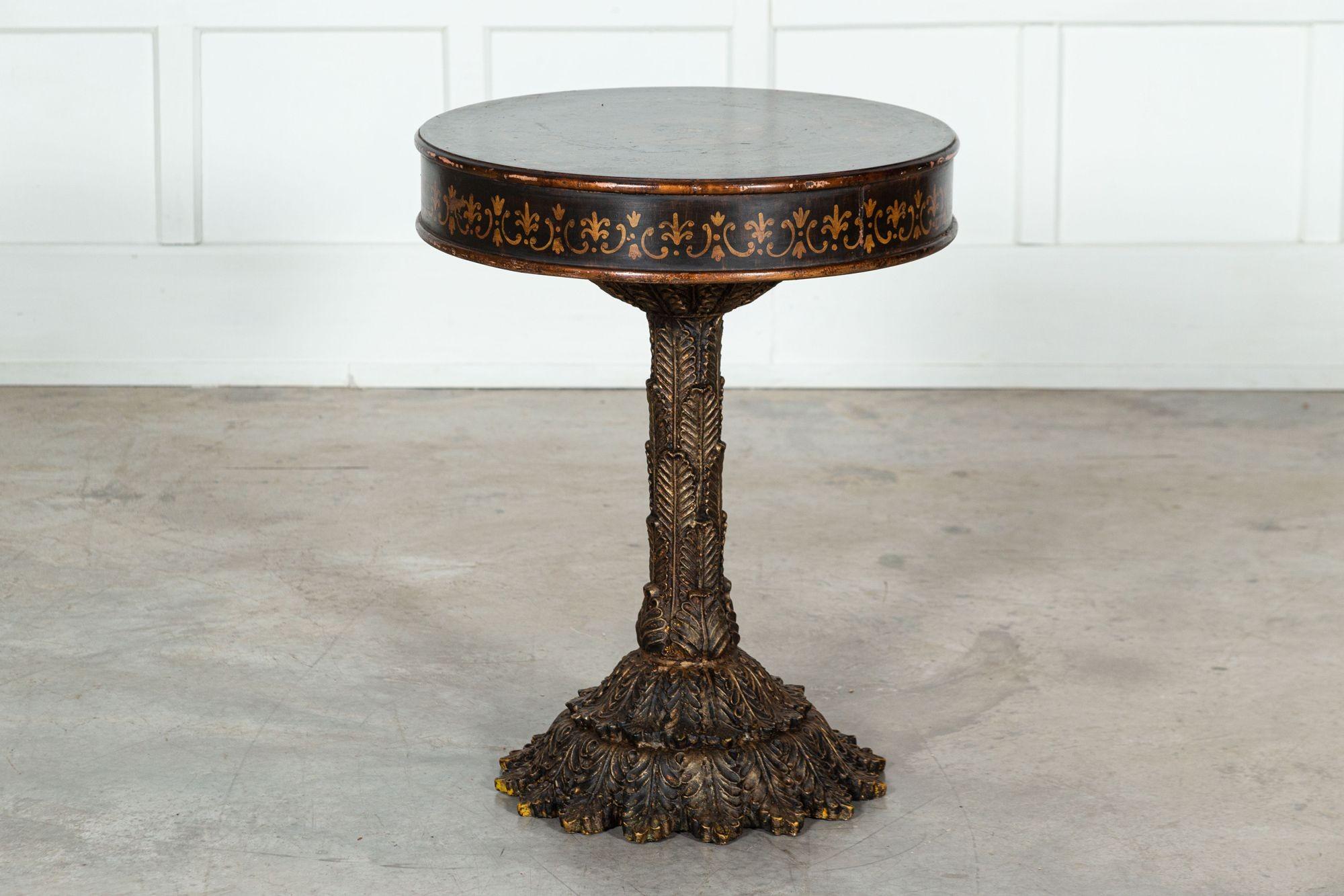19thC Italian Painted & Gilt Carved Occasional Table For Sale 3