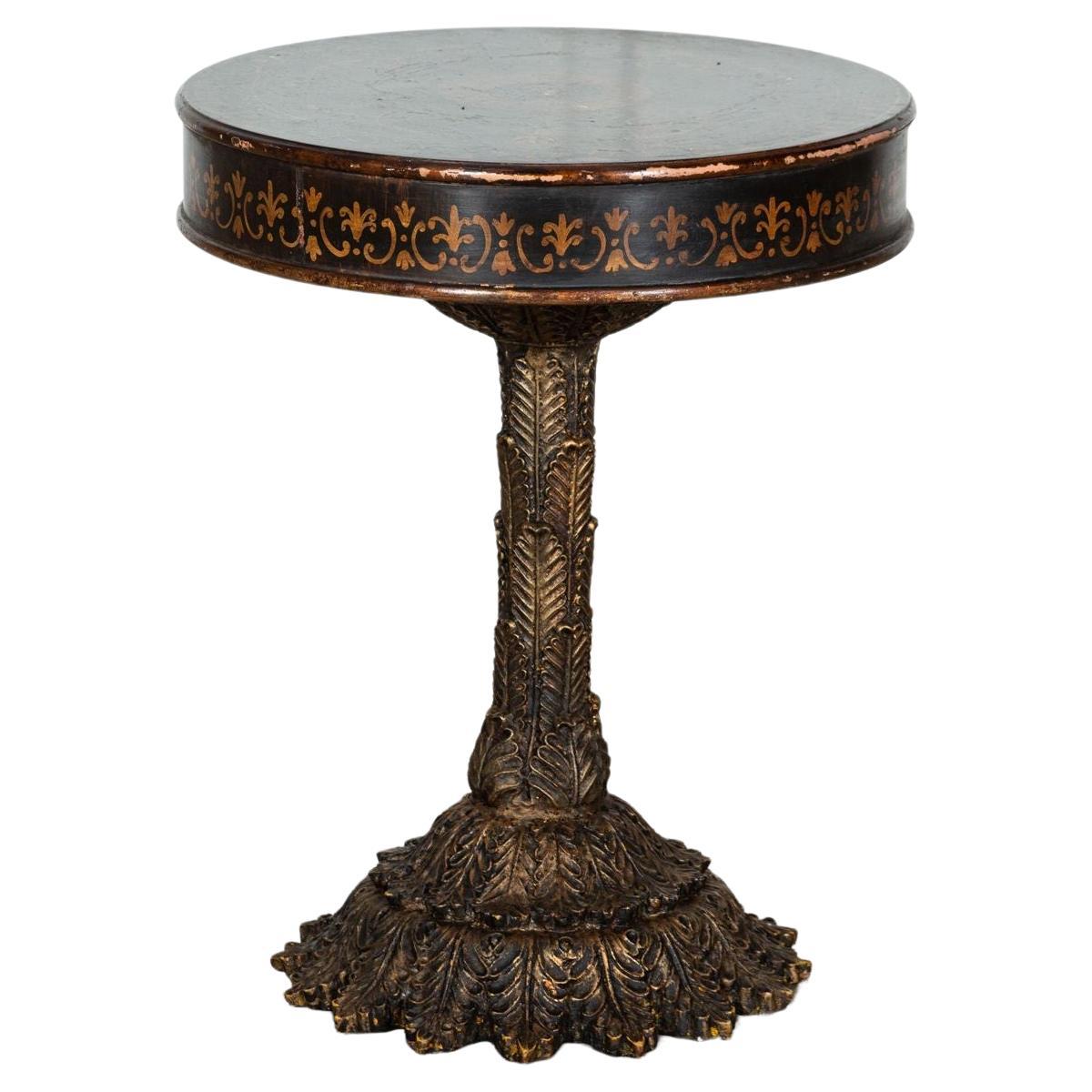 19thC Italian Painted & Gilt Carved Occasional Table For Sale