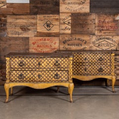19th Century Italian Pair of Hand Painted Wooden Commodes, circa 1800