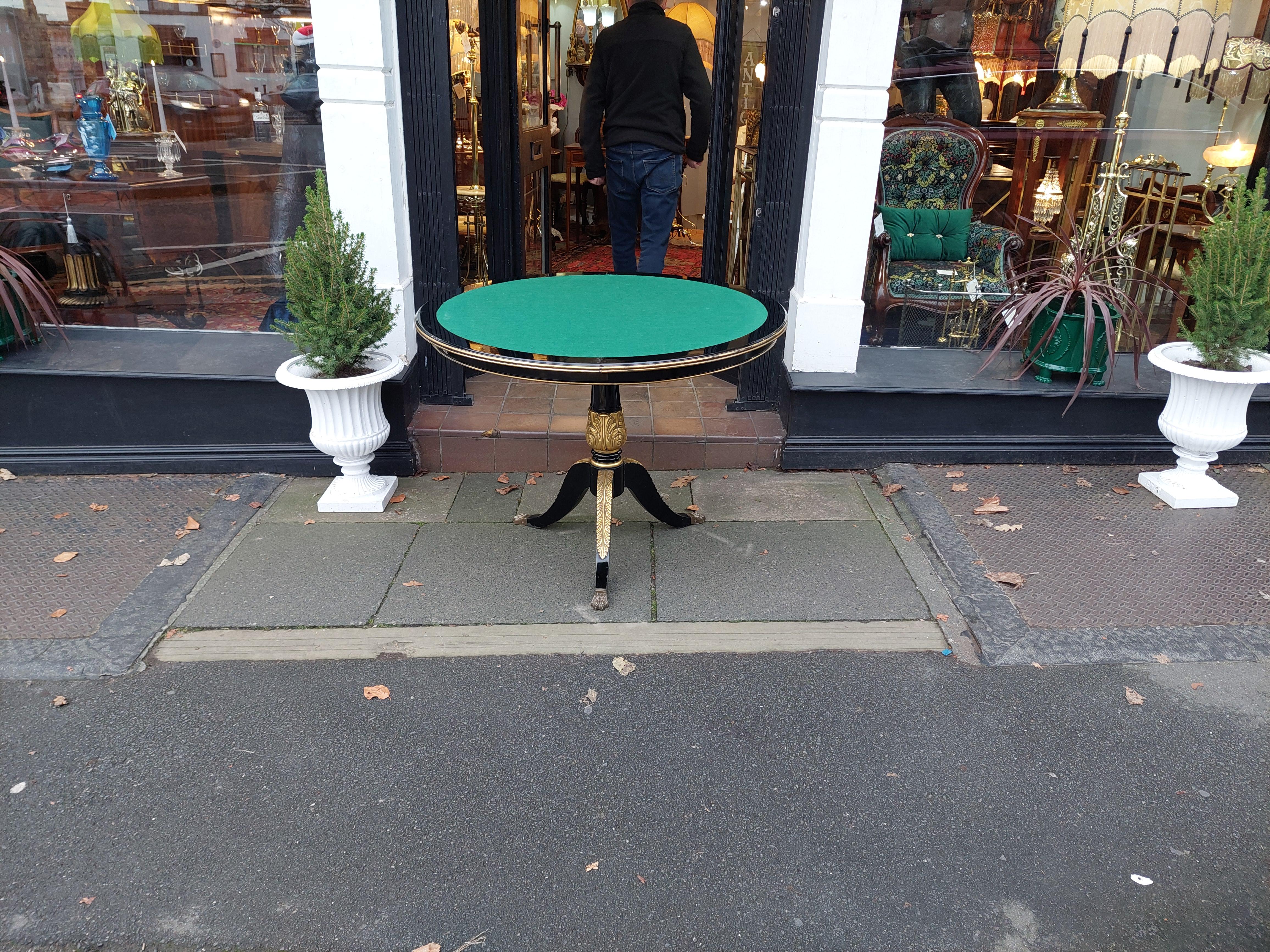 19thC Italian Parcel Gilt Marquetry Inlaid Ebonized Card Table For Sale 6