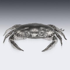 20th Century Italian Pewter Crab Caviar Dish, Figura Piero Per Atena, circa 1970