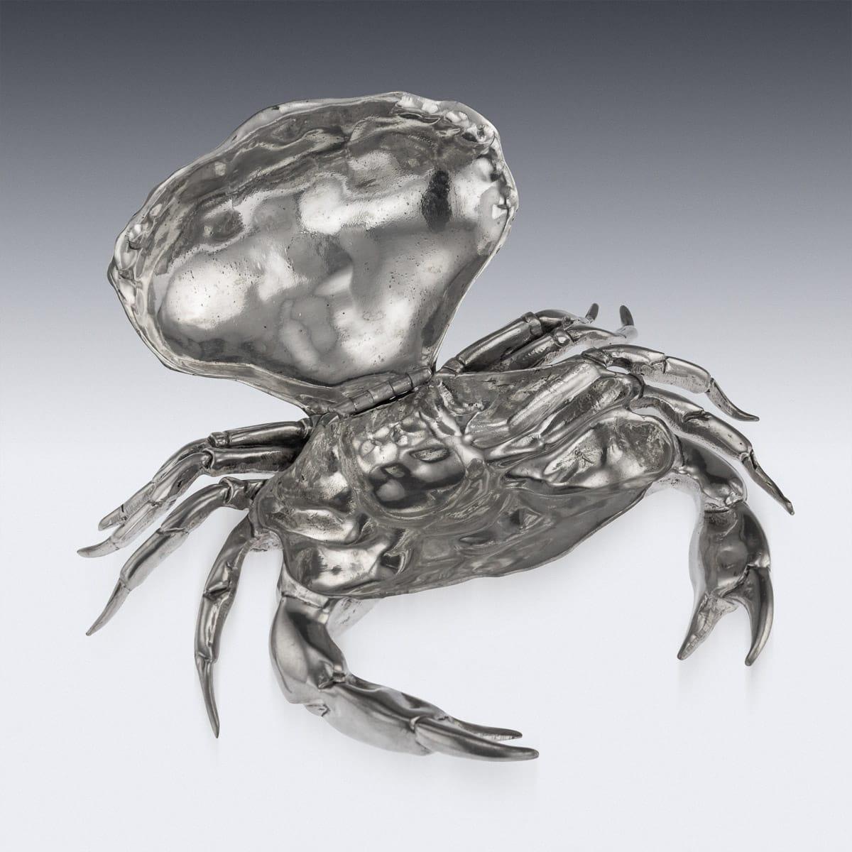 20th Century Italian Pewter Crab Caviar Dish, Figura Piero Per Atena, circa 1970 1