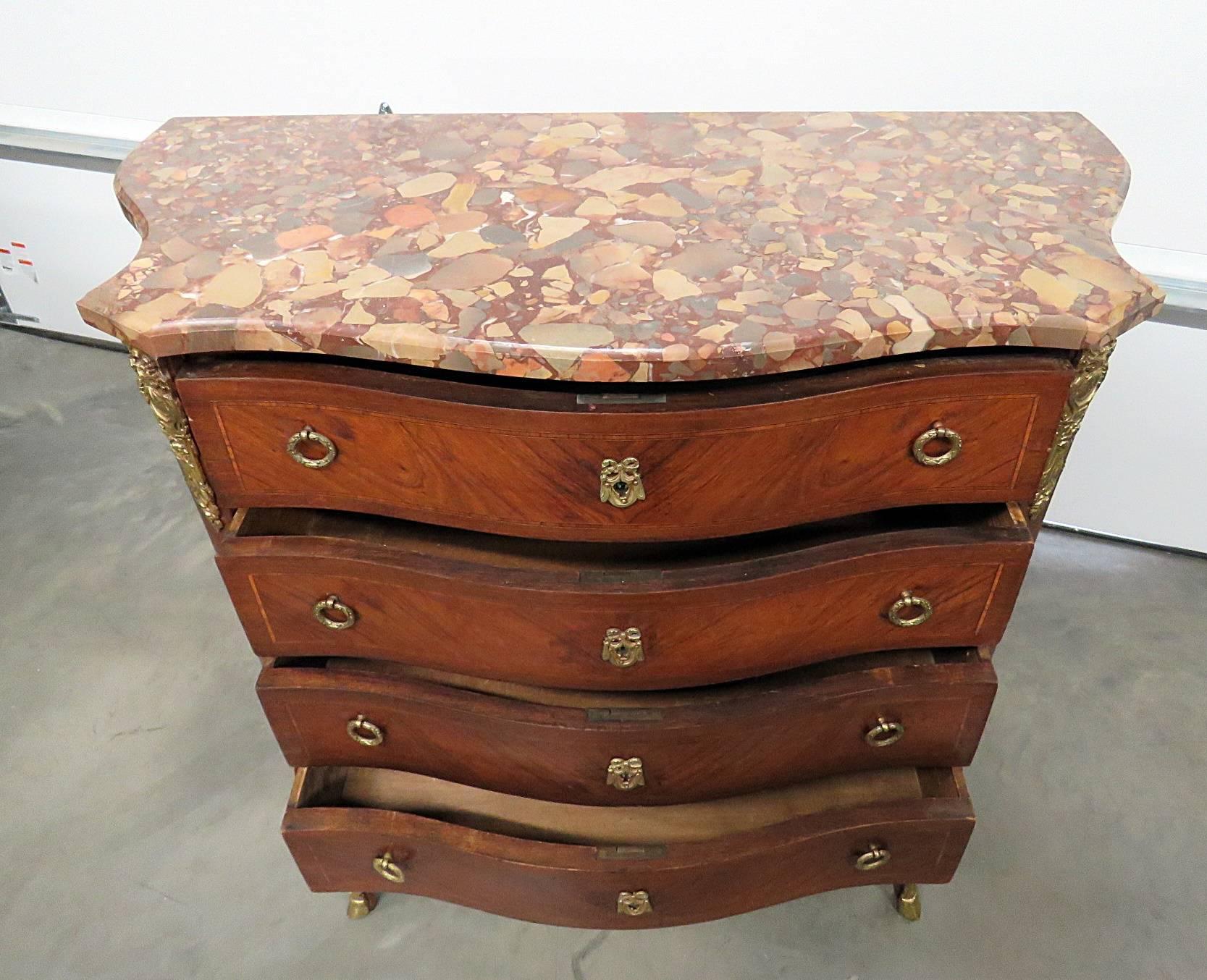 19th Century Jansen Style Marble-Top Commode In Good Condition In Swedesboro, NJ