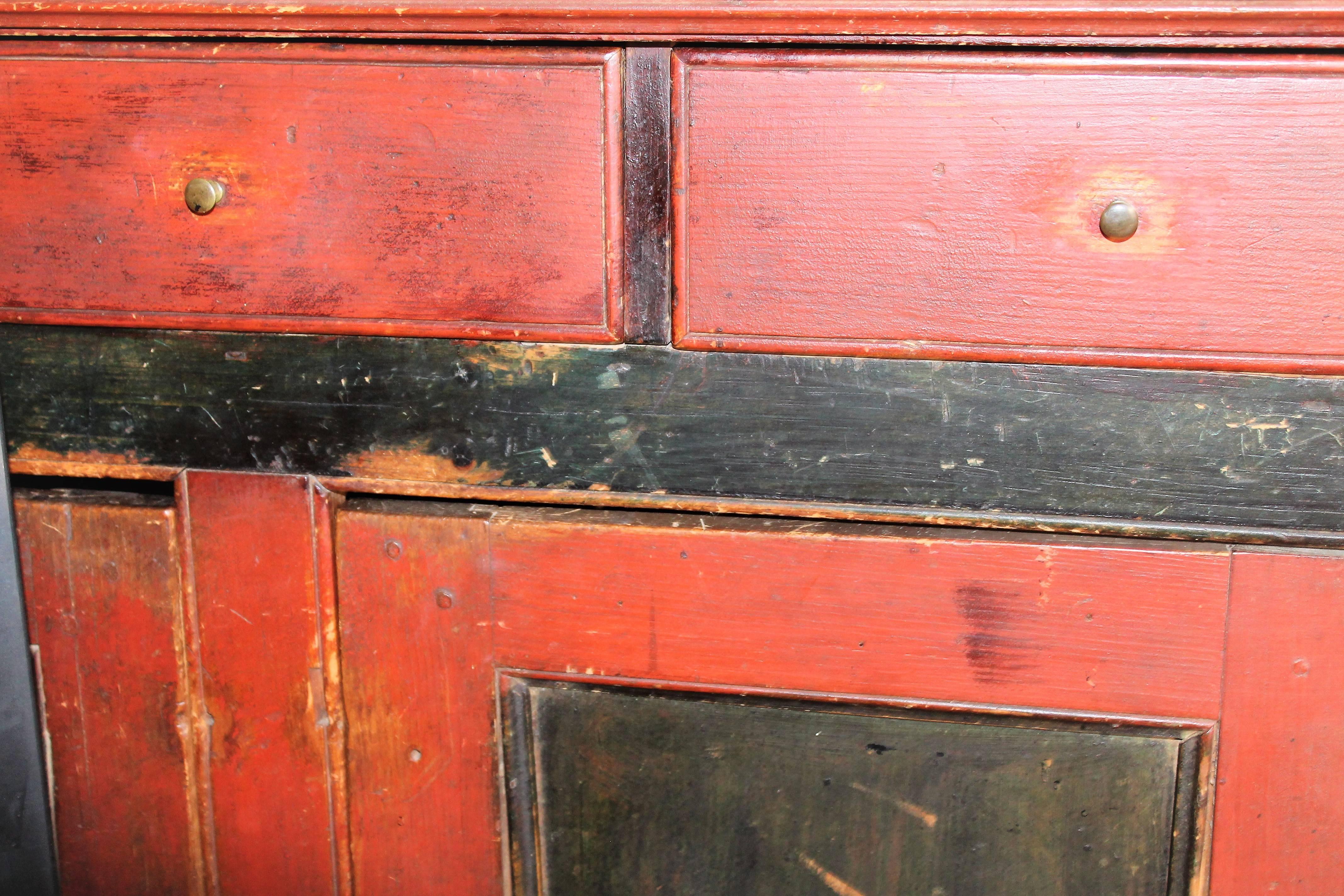 Hand-Painted 19th Century Cupboard with Original Paint from Vermont