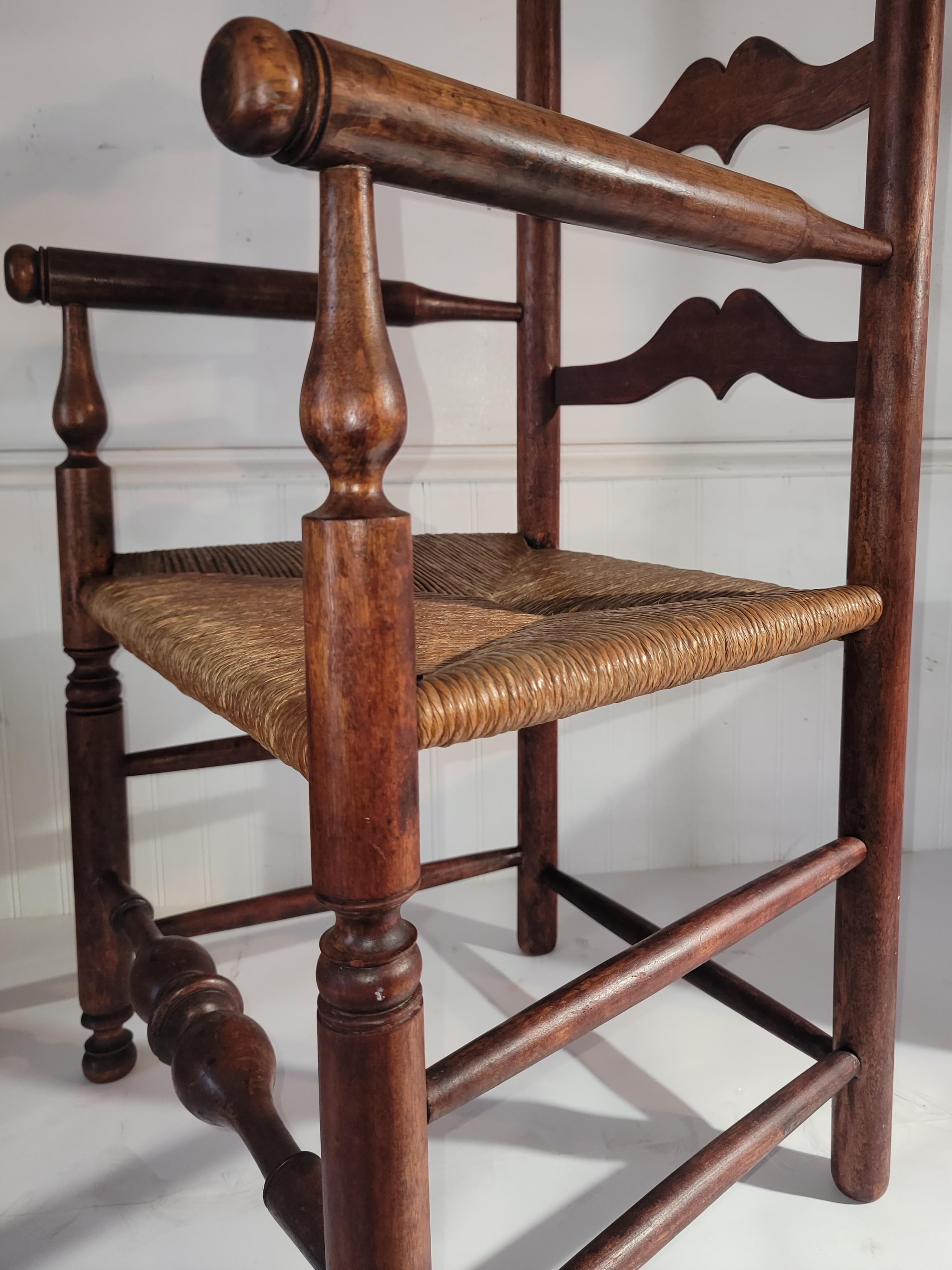 19Thc Ladder back Chair With Hand Woven Seat For Sale 4