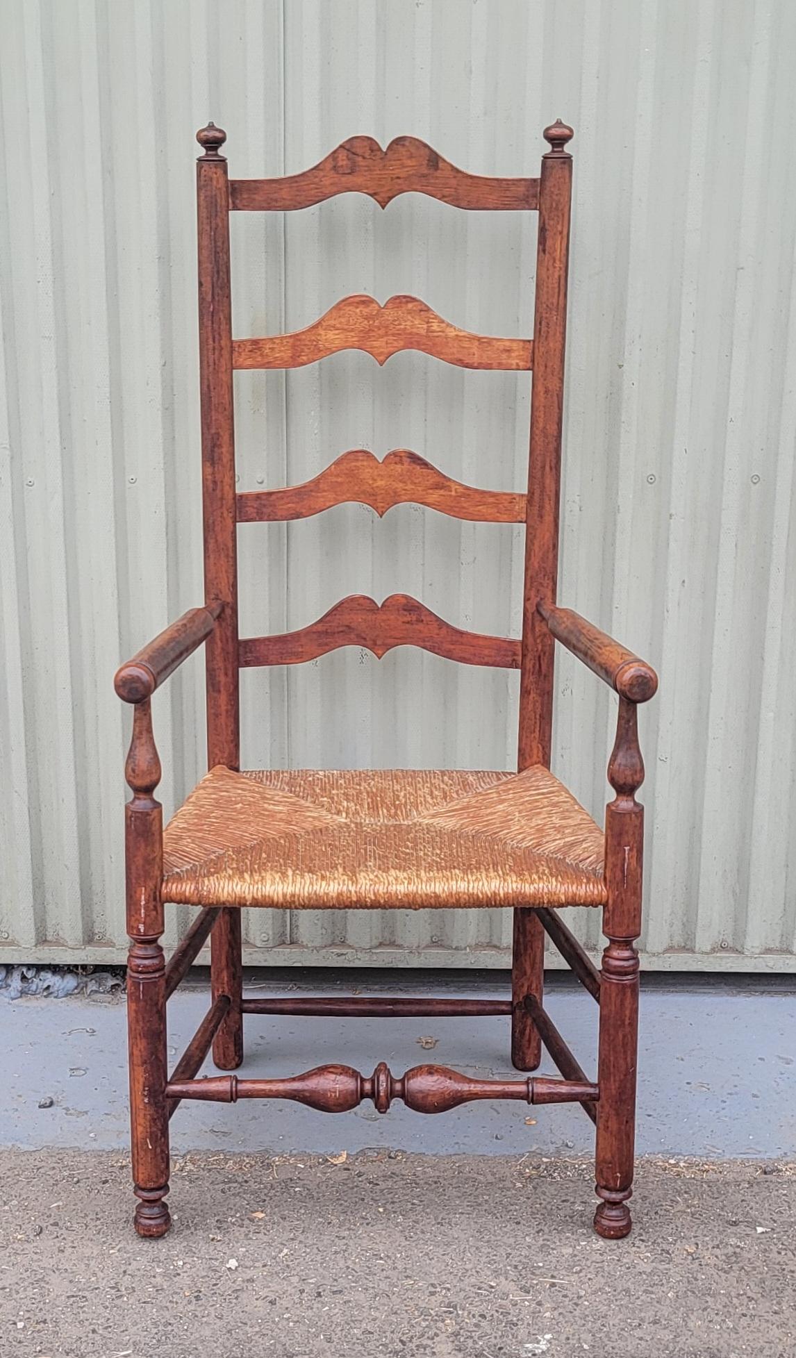 19Thc Ladder back Chair With Hand Woven Seat For Sale 5