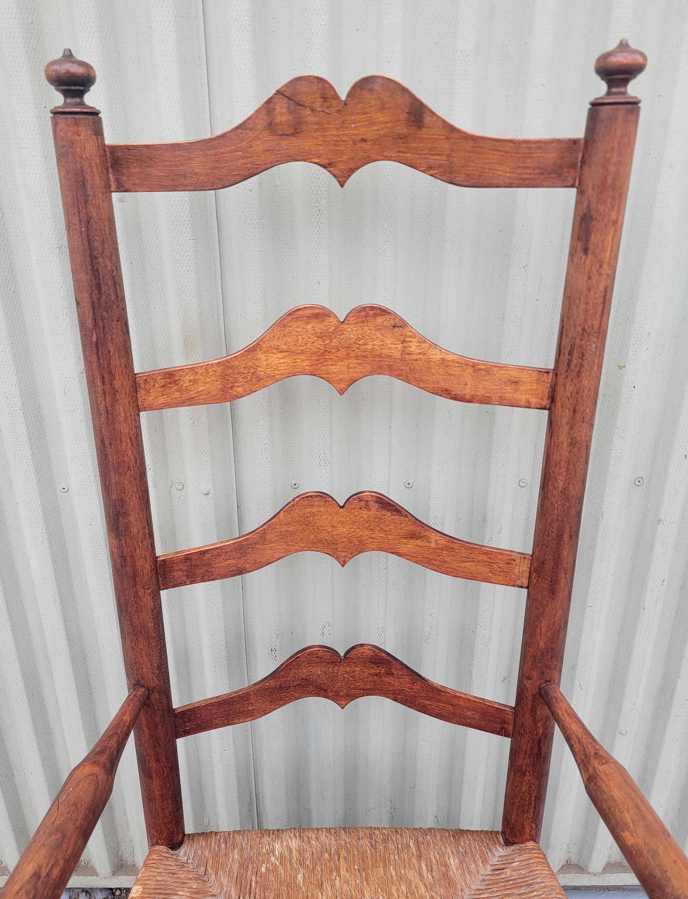 19Thc Ladder back Chair With Hand Woven Seat For Sale 6