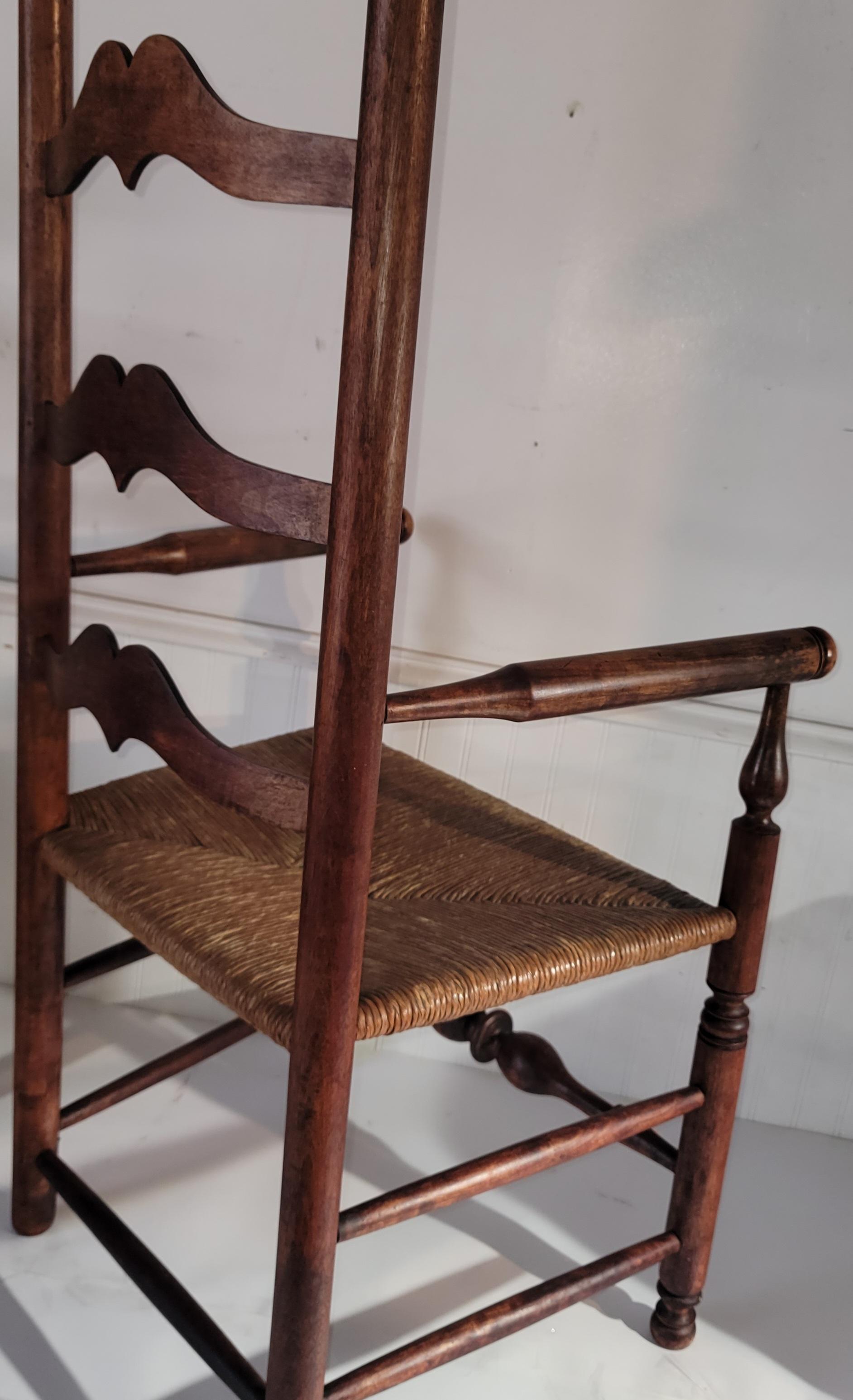 Mid-19th Century 19Thc Ladder back Chair With Hand Woven Seat For Sale