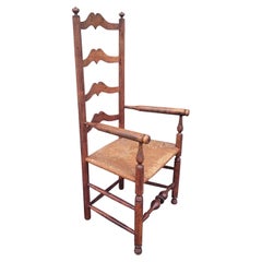 19Thc Ladder back Chair With Hand Woven Seat