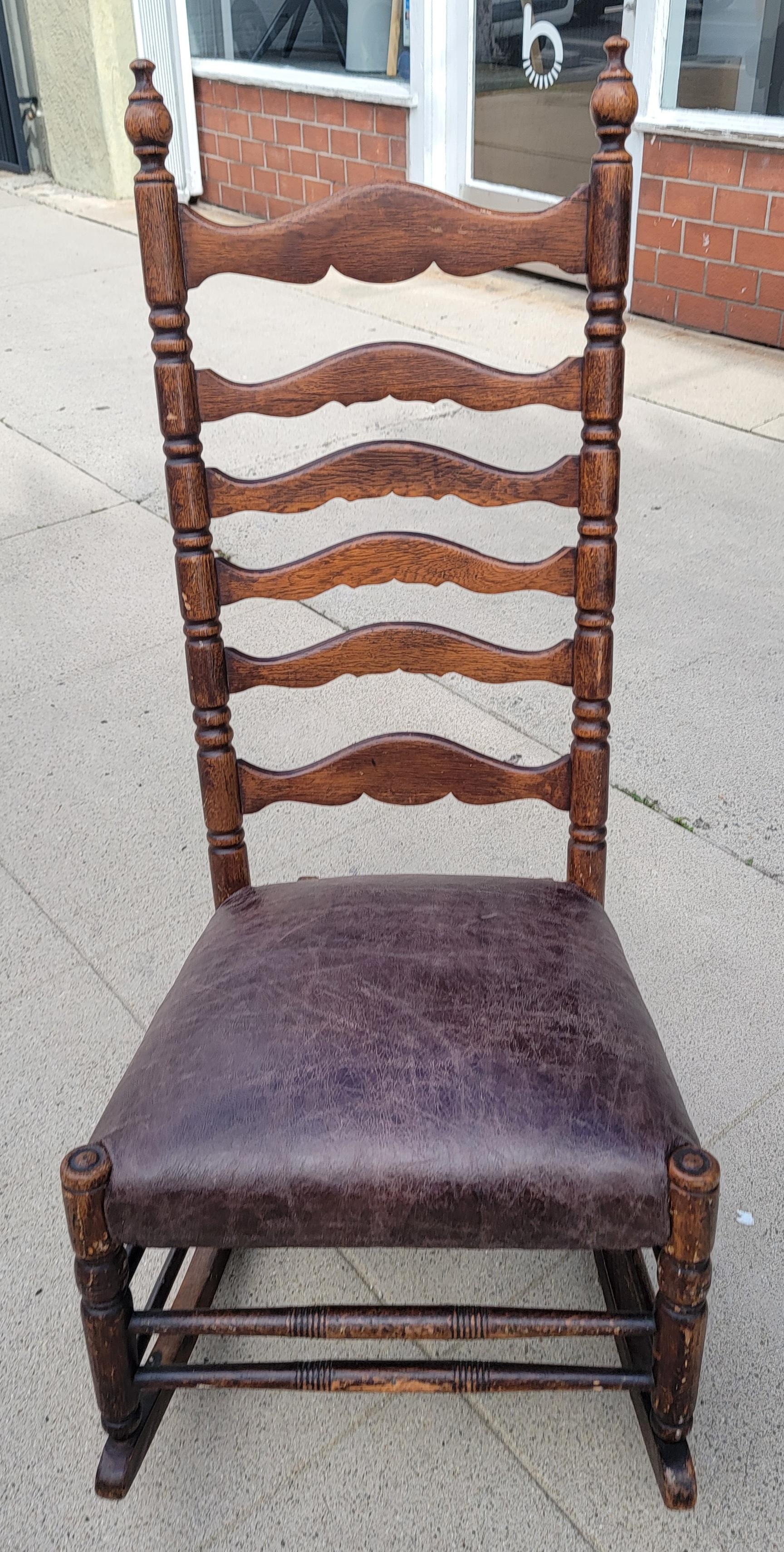 antique rocking chair leather seat