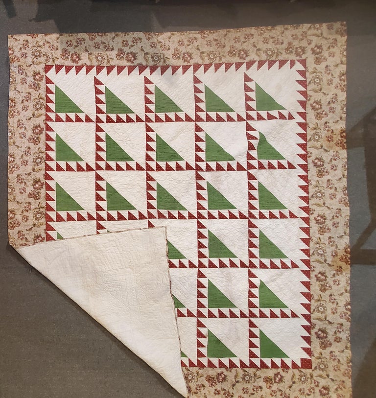 19th century fine pieced lady of the lake quilt with chintz border in really good  condition. This is a new England quilt there is minor wear on the edge of the quilt.