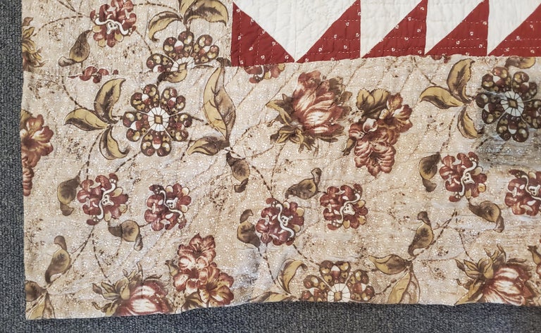 Hand-Crafted 19th Century Lady of the Lake Quilt with Chintz Border For Sale