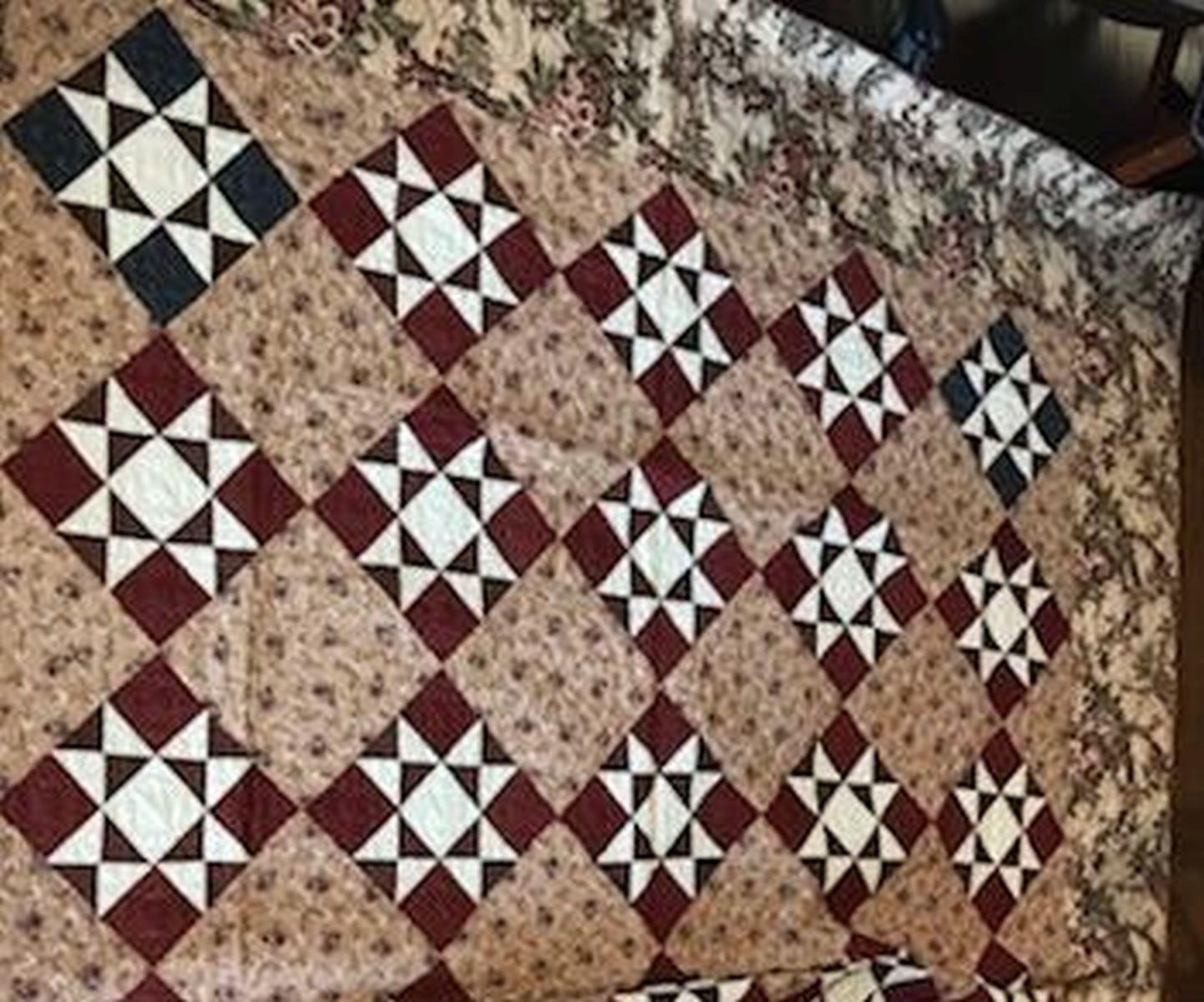 19th Century Lancaster Co., Pa.Chintz Eight Point Star Quilt 3