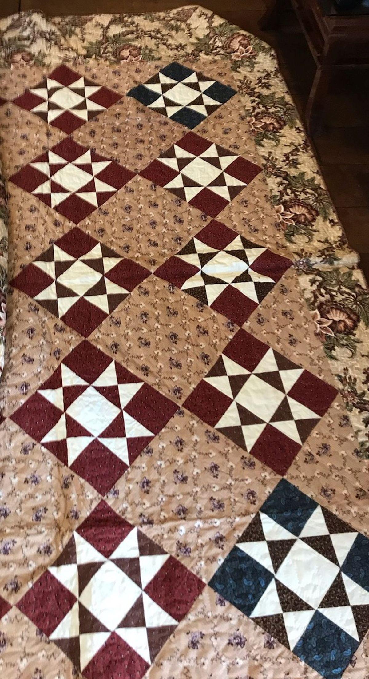 19th Century Lancaster Co., Pa.Chintz Eight Point Star Quilt 5