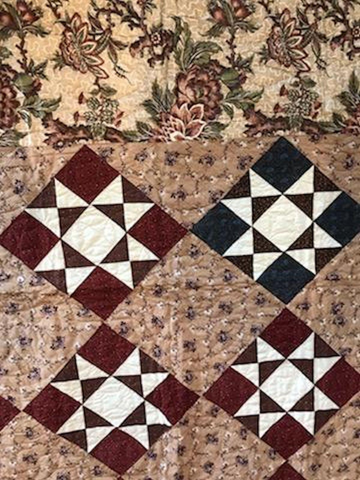 19th Century Lancaster Co., Pa.Chintz Eight Point Star Quilt 6