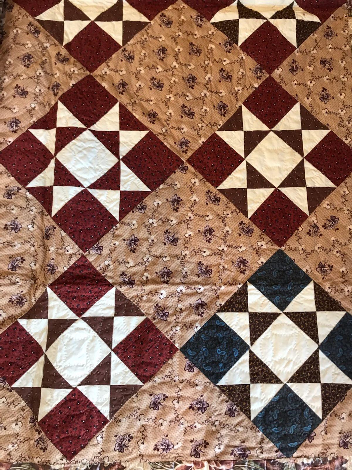 19th Century Lancaster Co., Pa.Chintz Eight Point Star Quilt 7