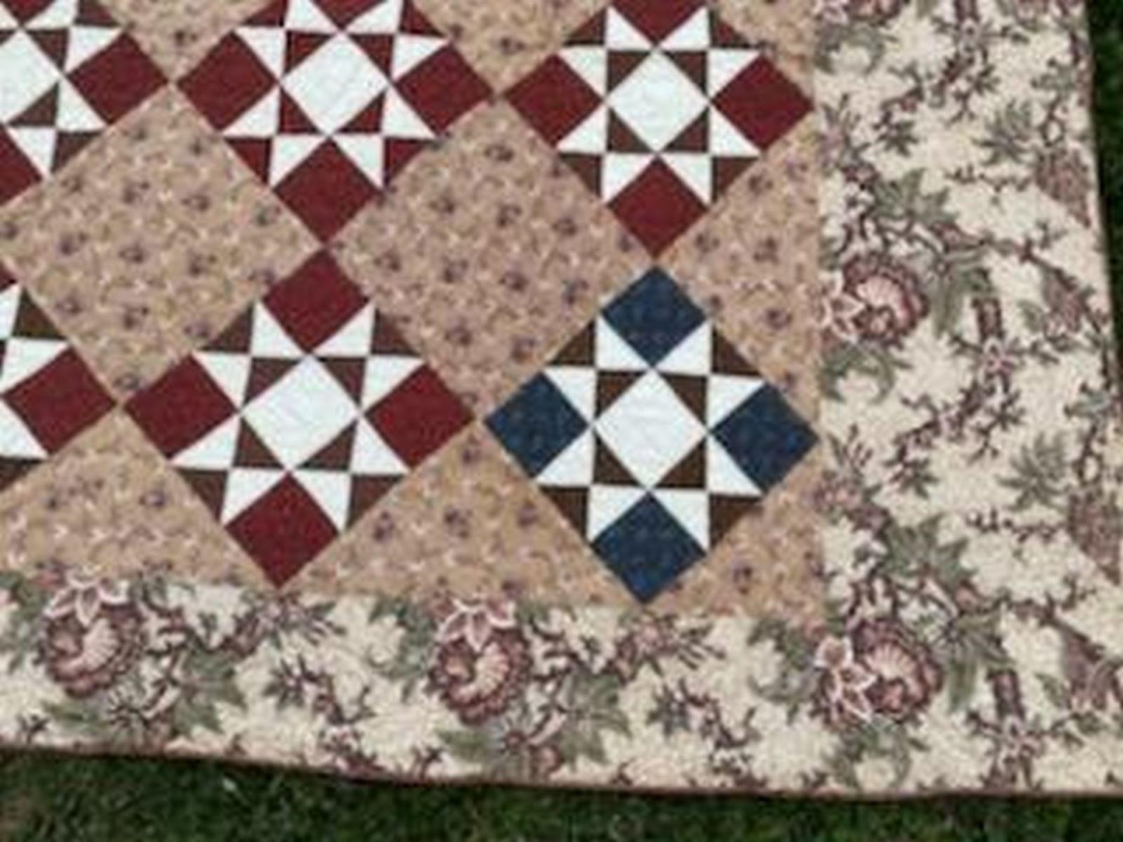 American 19th Century Lancaster Co., Pa.Chintz Eight Point Star Quilt