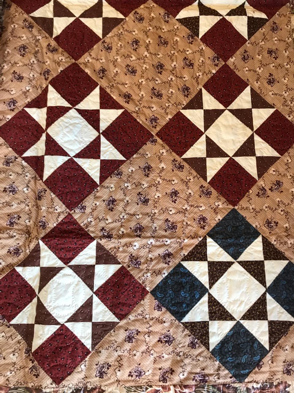 19th Century Lancaster Co., Pa.Chintz Eight Point Star Quilt In Excellent Condition In Los Angeles, CA