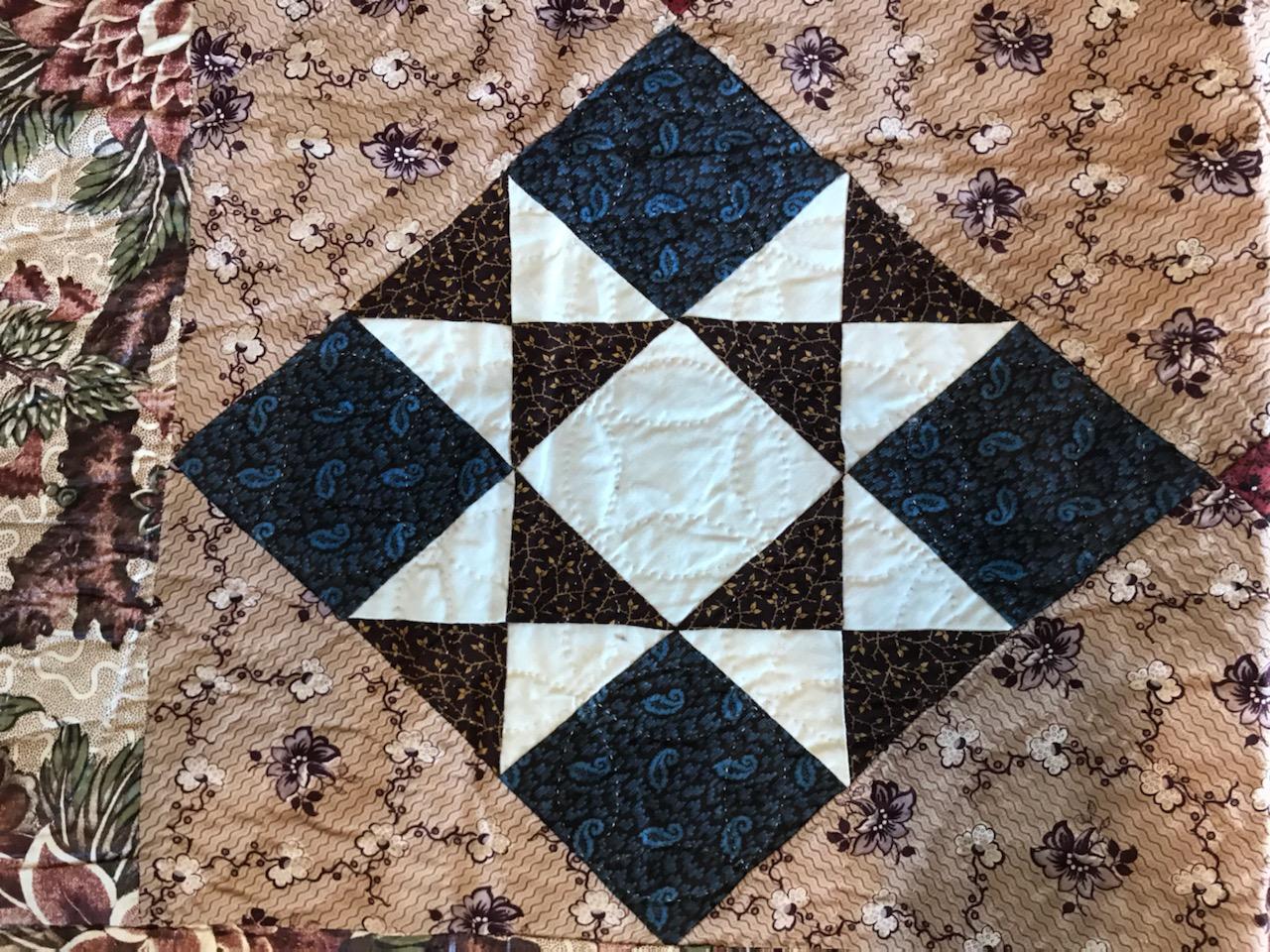 19th Century Lancaster Co., Pa.Chintz Eight Point Star Quilt 1