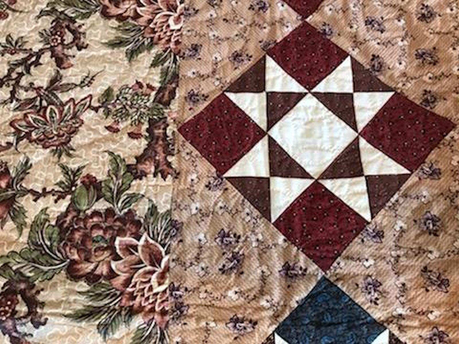 19th Century Lancaster Co., Pa.Chintz Eight Point Star Quilt 2