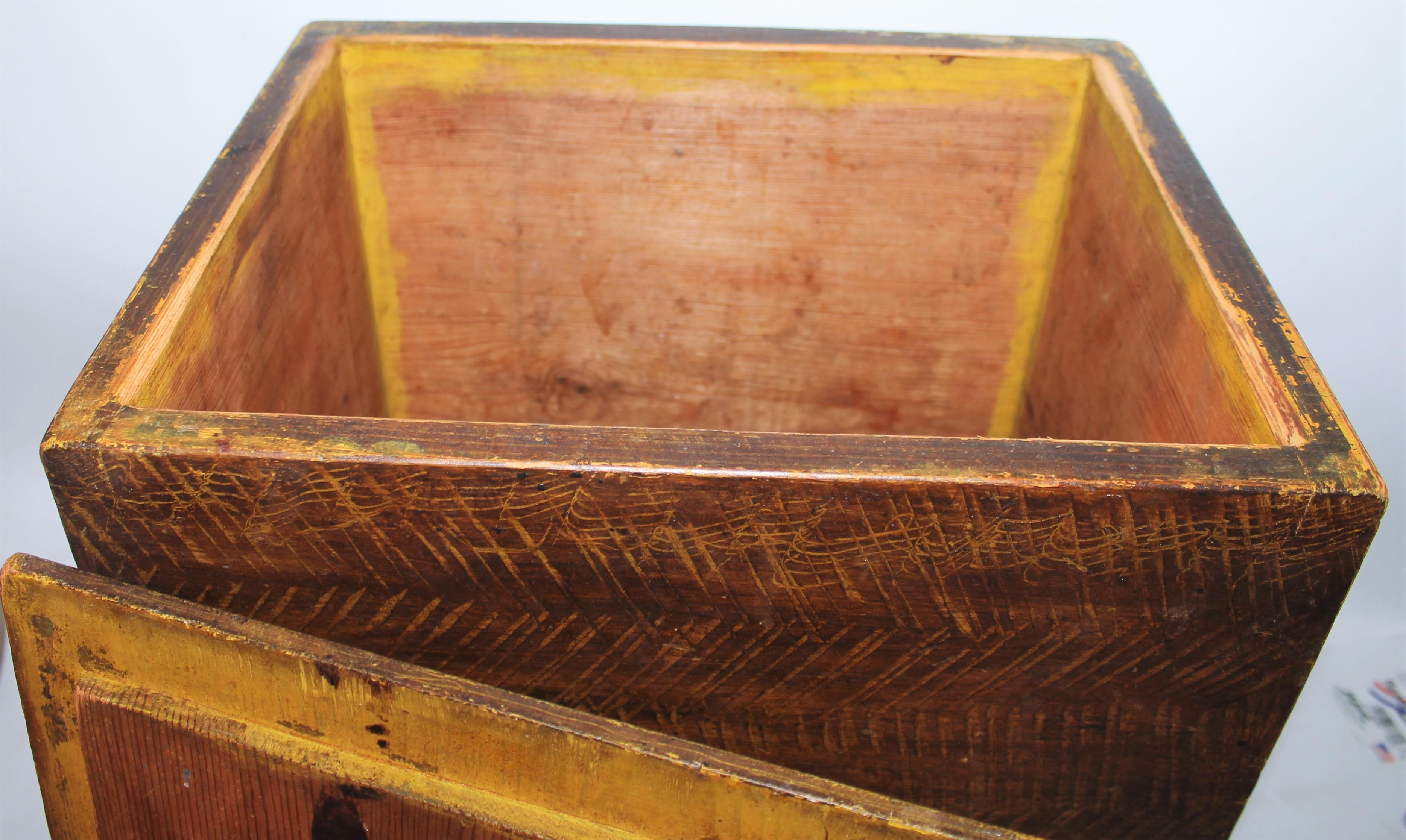 Pine 19th C Lancaster County Original Painted Small Bin For Sale