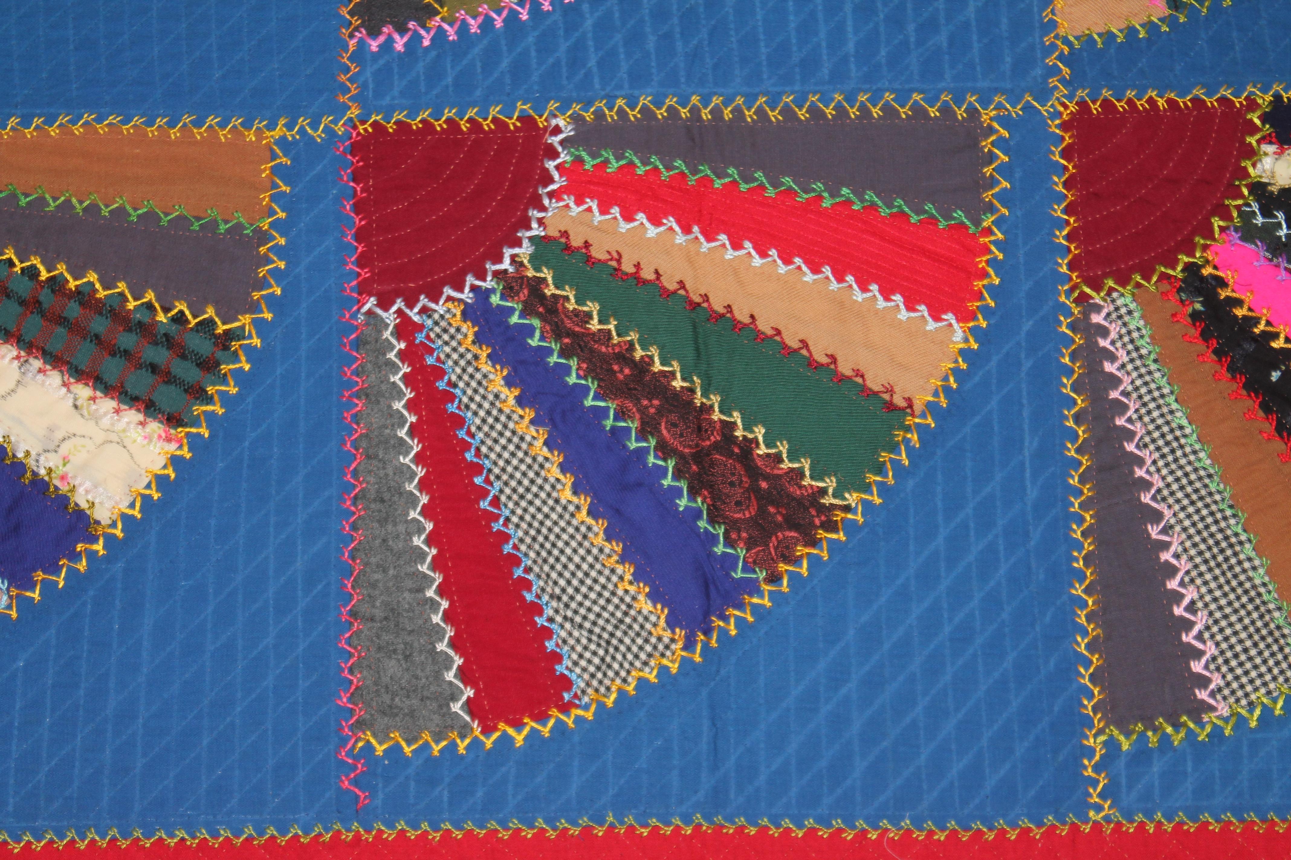 19th C Lancaster County, Pennsylvania Wool Fans Quilt In Good Condition For Sale In Los Angeles, CA