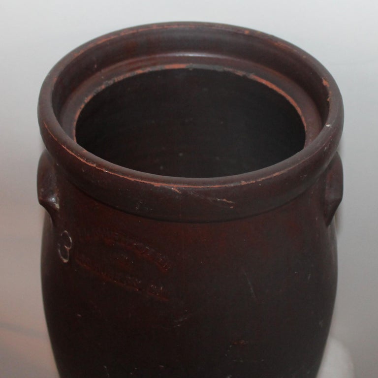 19th Century Large 3 Gal. Crock or Butter Churn Made in Los Angeles For