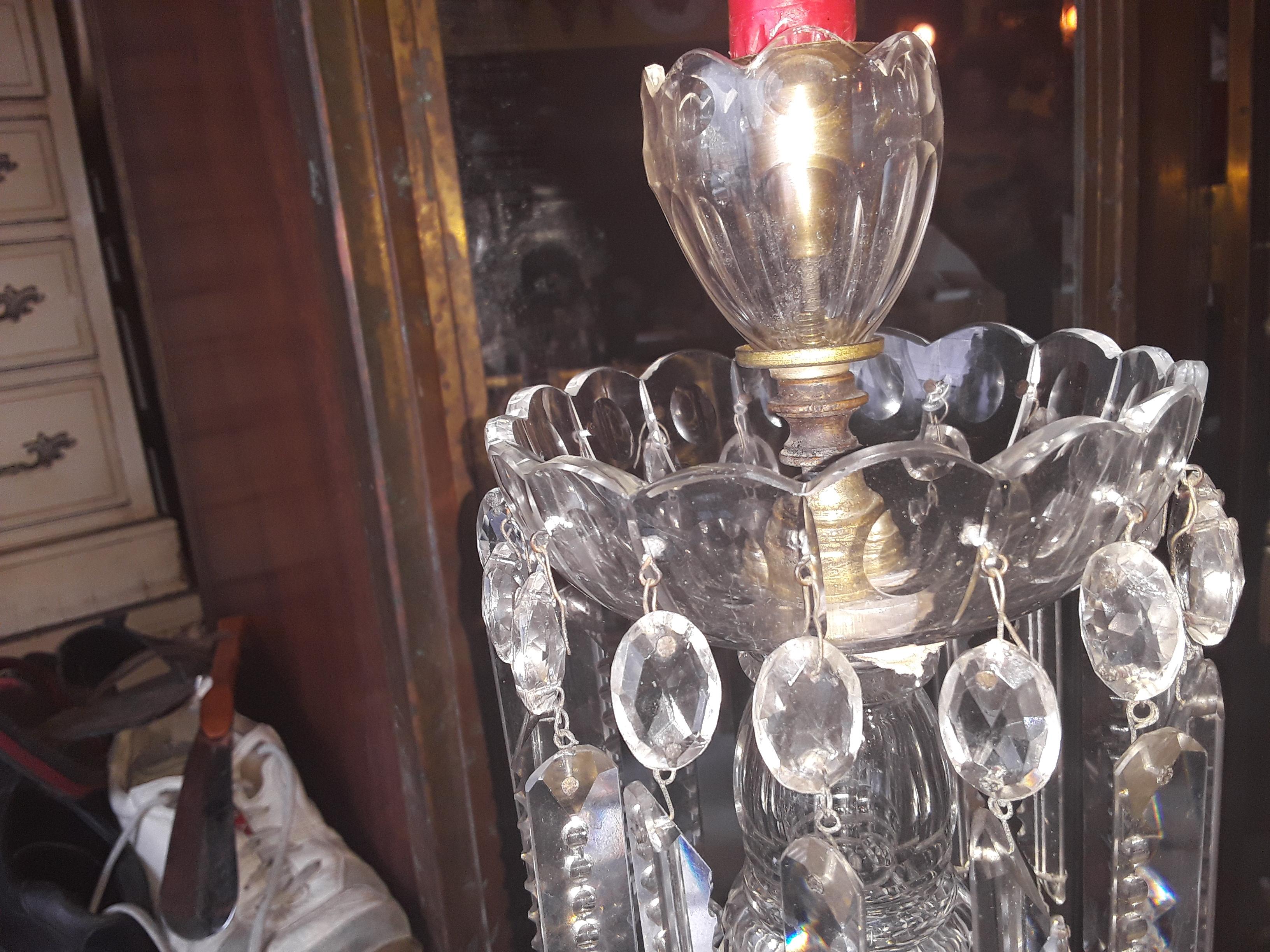 Grande girandole géorgienne ancienne du 19e siècle en verre taillé/ cristal taillé en vente 4