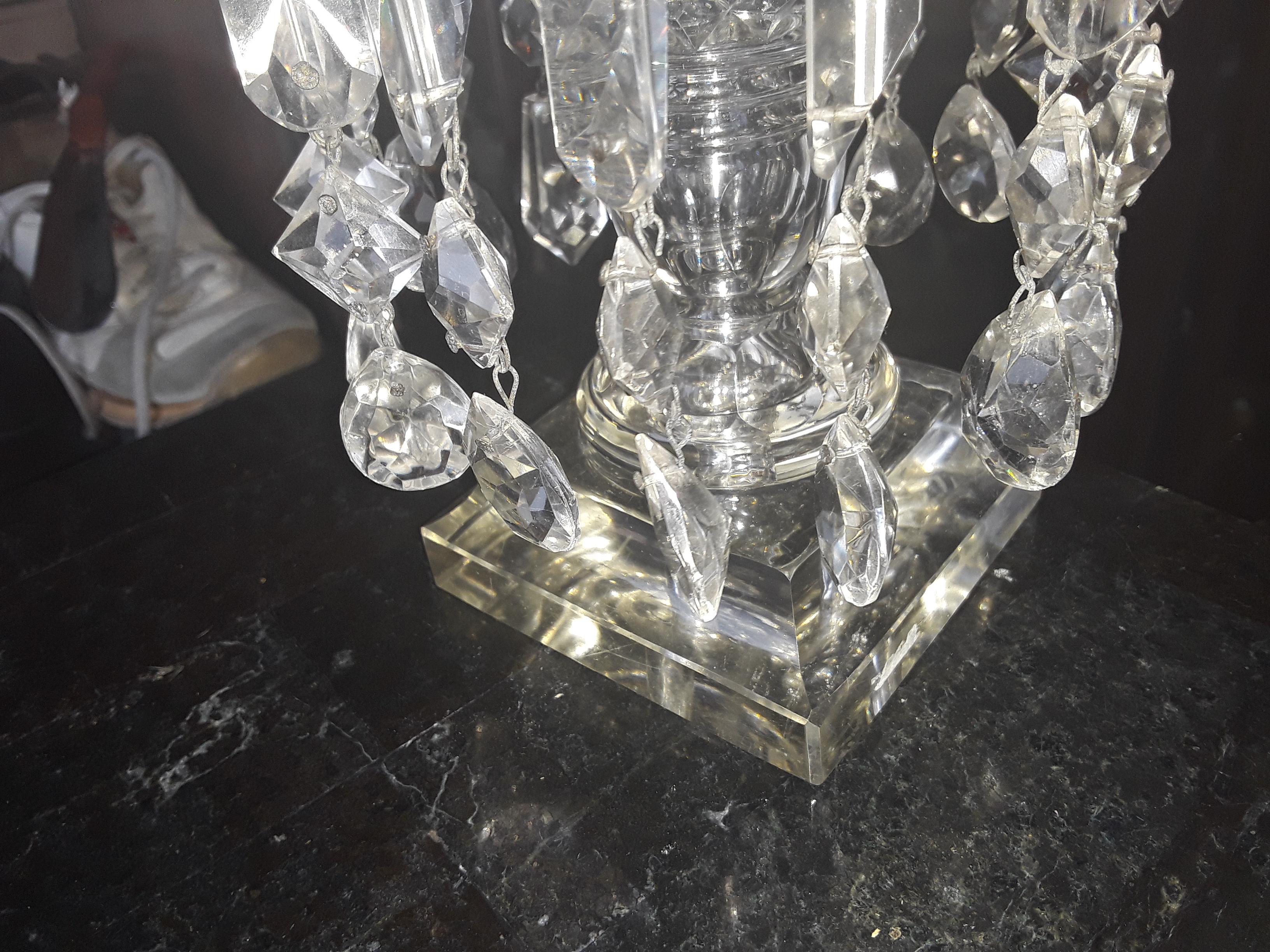 Grande girandole géorgienne ancienne du 19e siècle en verre taillé/ cristal taillé en vente 6