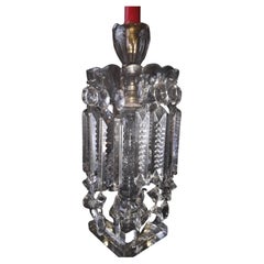 19thc Large Antique Georgian Cut Glass/ Cut Crystal Girandole/ Candle Holder