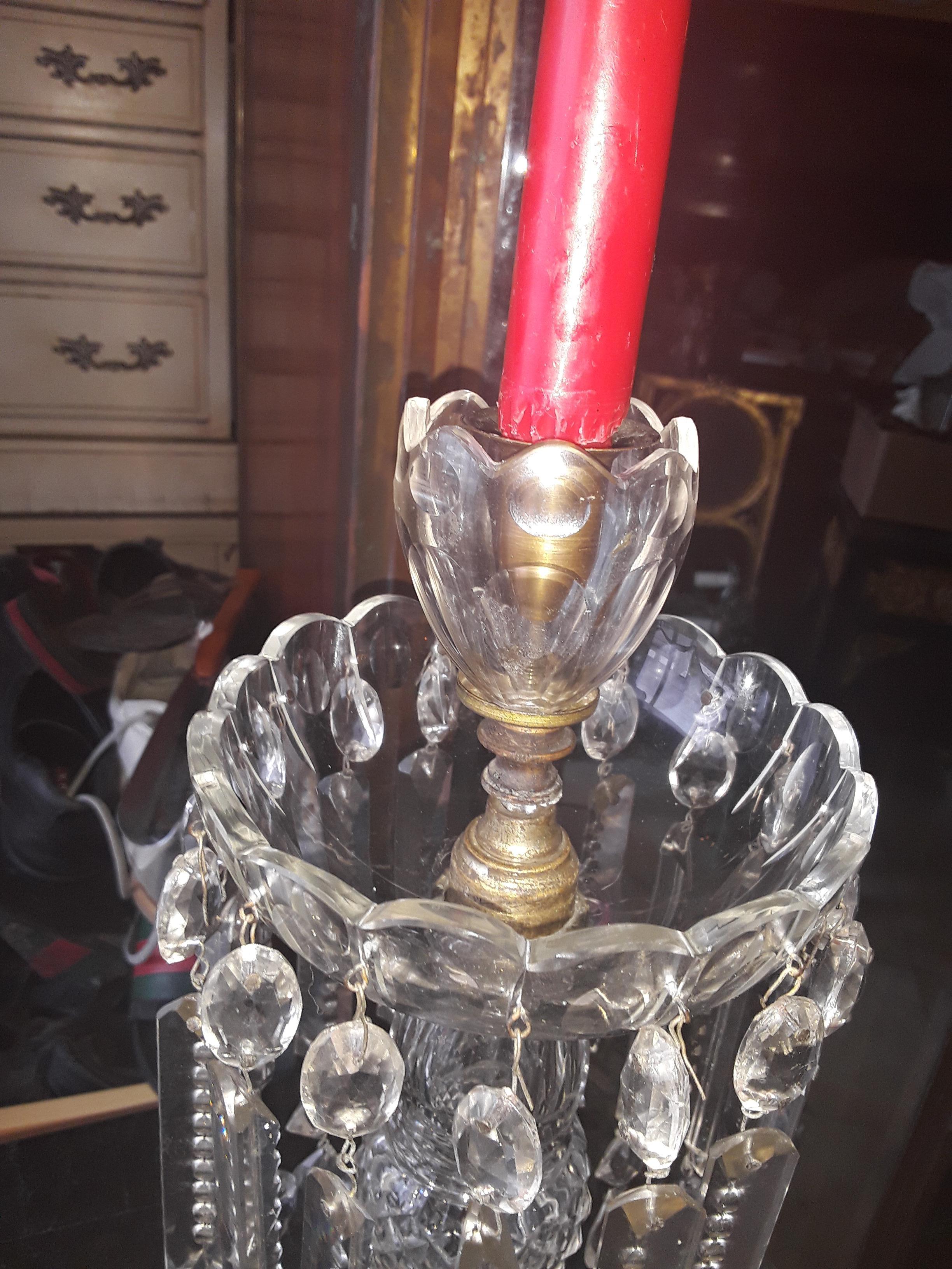 Verre taillé Grande girandole géorgienne ancienne du 19e siècle en verre taillé/ cristal taillé en vente