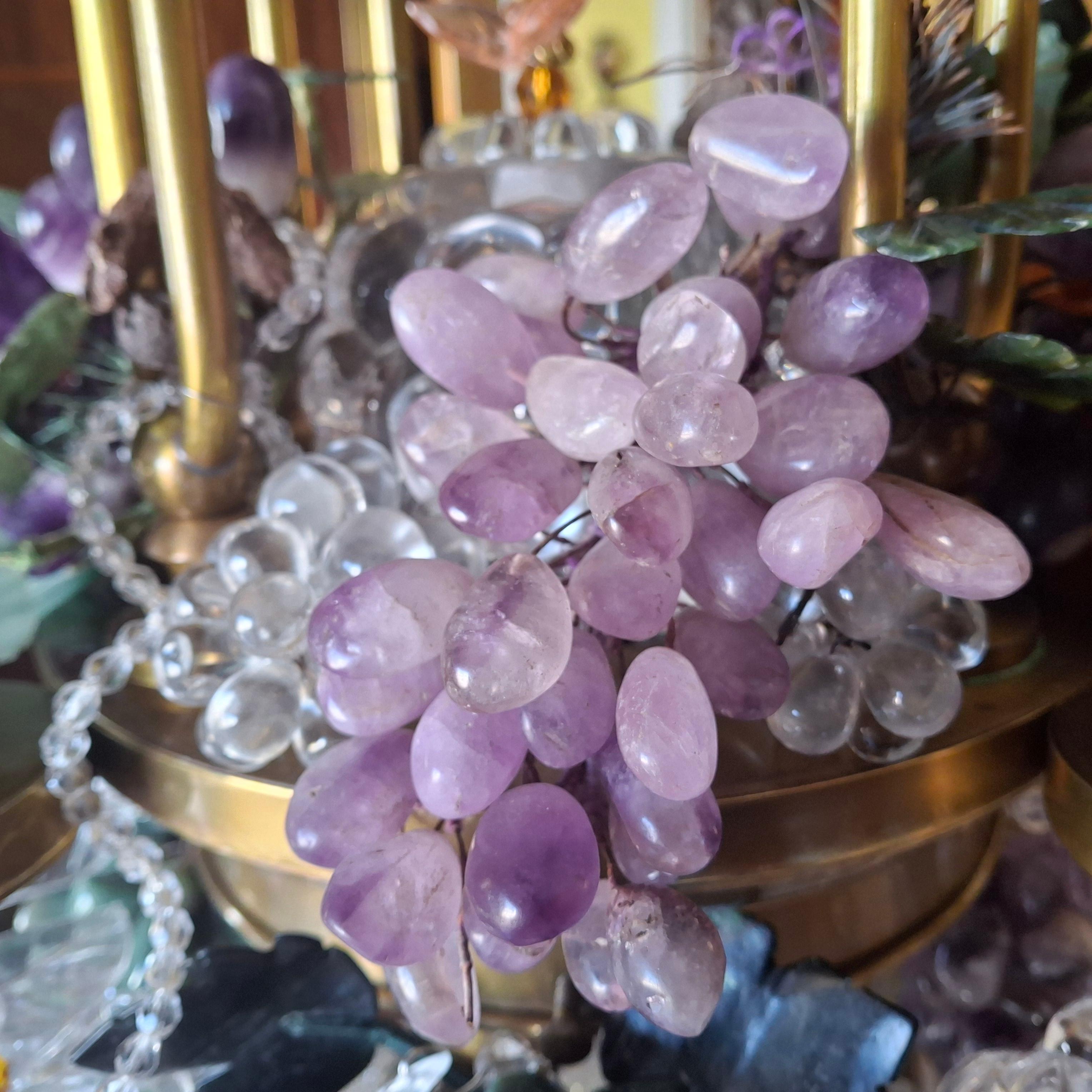 19thc Large Art Nouveau Bronze/ Brass w/ Quartz Crystal Grape Cluster Chandelier For Sale 10