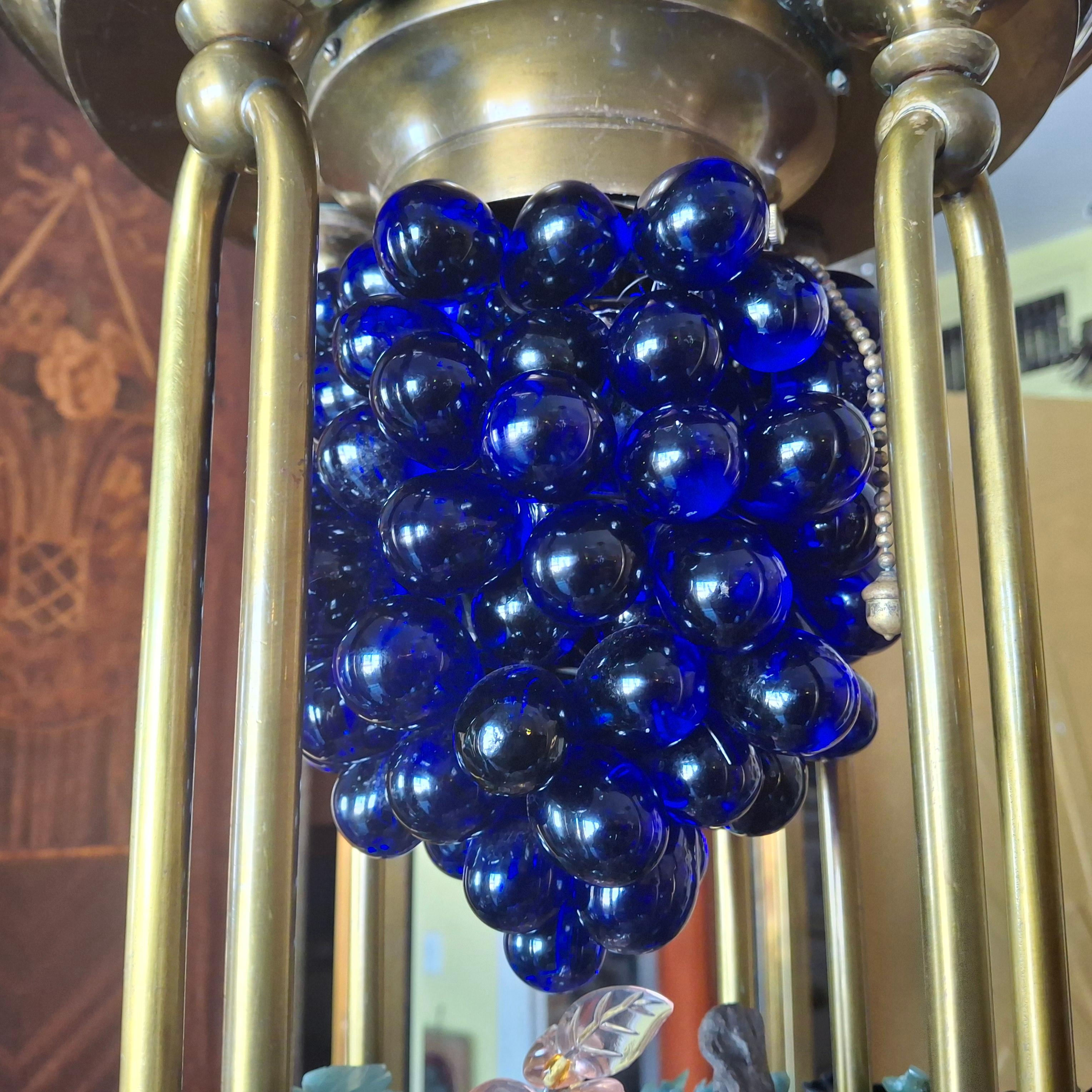 19thc Large Art Nouveau Bronze/ Brass w/ Quartz Crystal Grape Cluster Chandelier For Sale 3