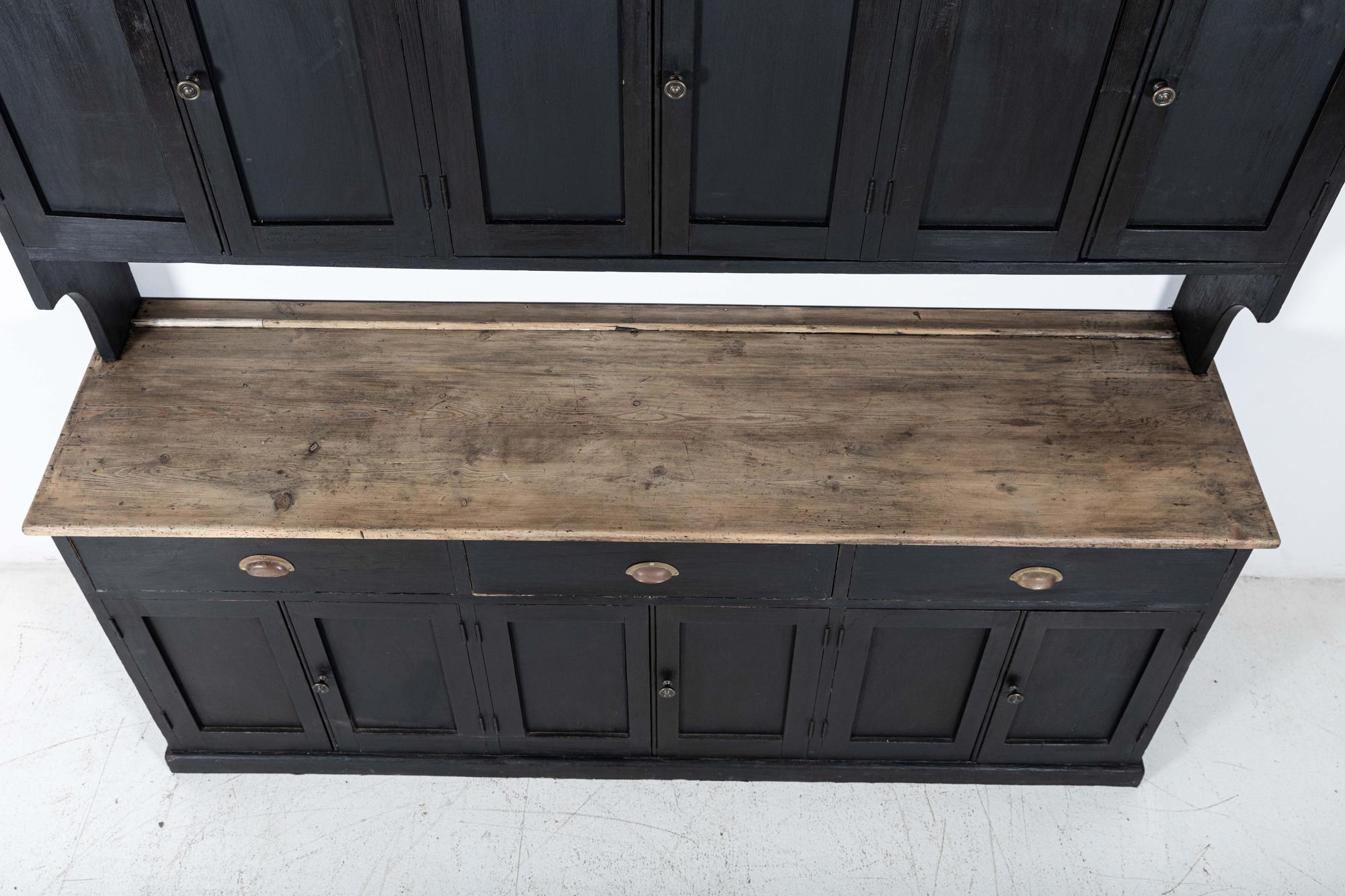 19thC Large Ebonised Pine Butlers Pantry / Dresser In Good Condition In Staffordshire, GB