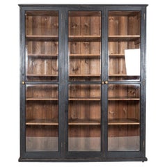 19thC Large English Ebonised Glazed Housekeepers Cupboard Antique 19thC Large English Ebonised Glazed Housekeepers Cupboard