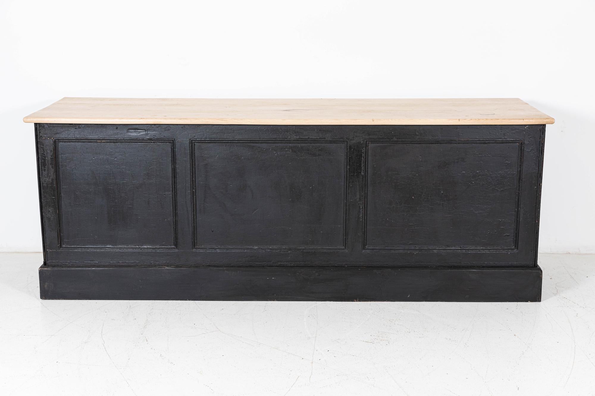 19thC Large English Ebonised Shop Counter Bank of Drawers For Sale 5